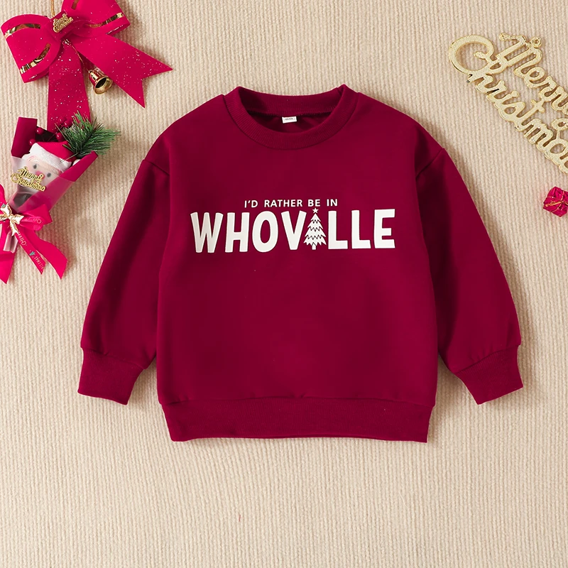 Lioraitiin 0-5Y  Toddler Girls Boys Christmas T Shirts Letter Printed Long Sleeve Pullover Autumn Sweatshirt