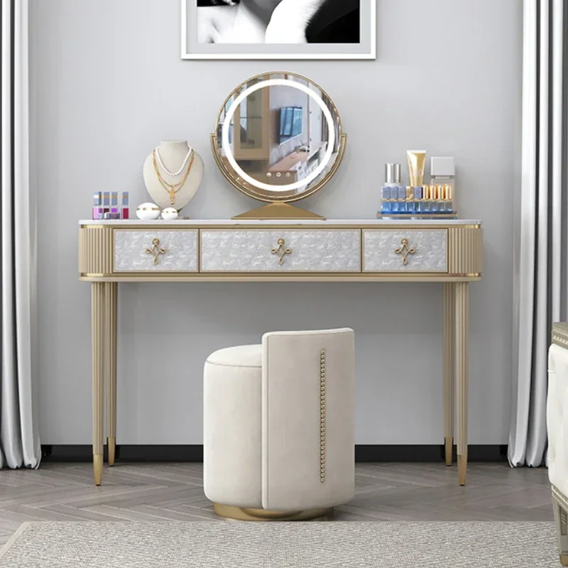

Luxury Modern Nordic Vanity Table Wood Jewelry Organizer Small Mirror Dressers Makeup Chair Penteadeira Furniture For Bedroom