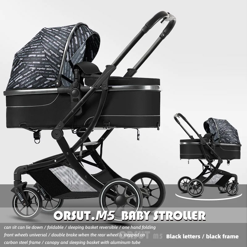 Stroller Can Sit or Lie Down Lightweight and Easy To Carry Two-way Swivel High Landscape Newborn Stroller Foldable Four-wheeler