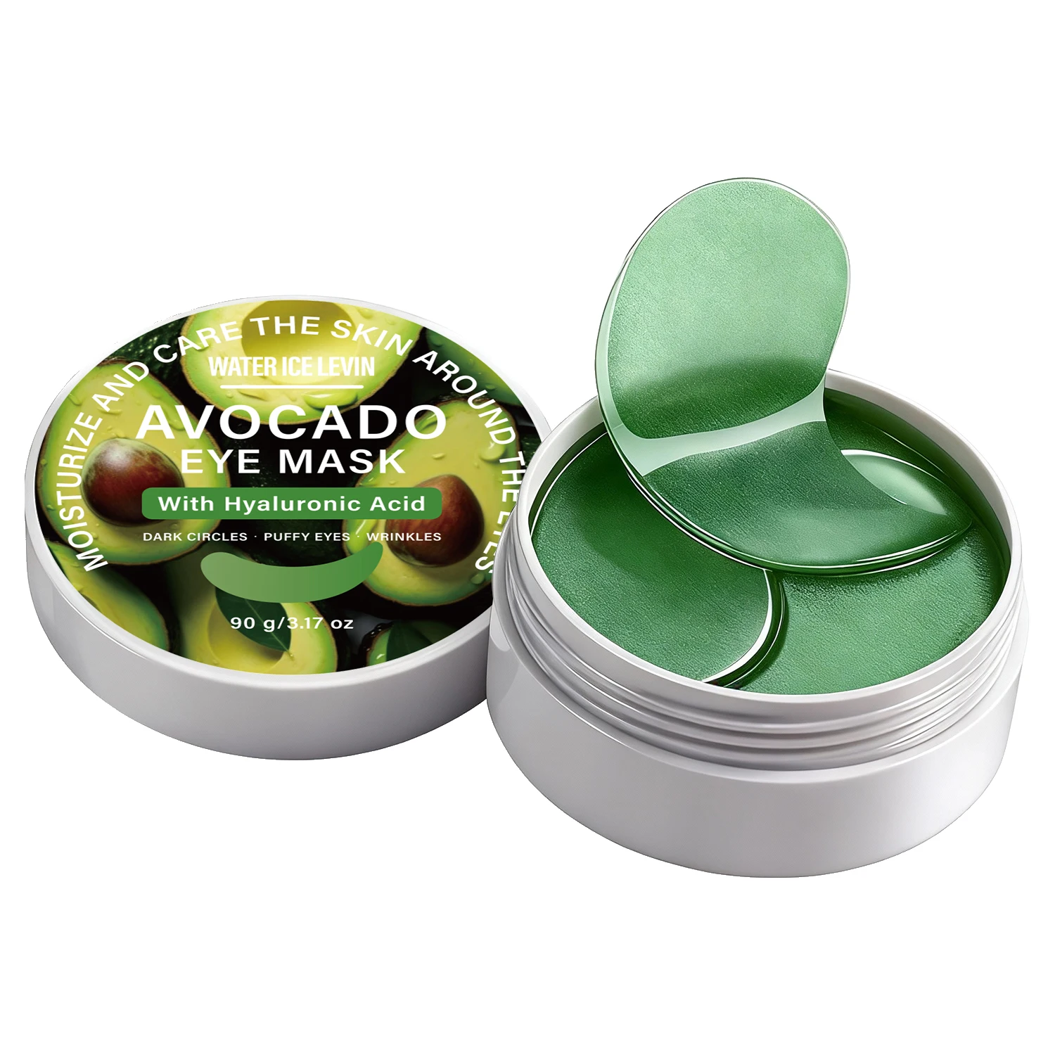 Masque contour des yeux riche à l'avocat et au beurre de cacao, enrichi en acide hyaluronique. Atténue les cernes, les poches et les rides. Watericelevin 90 g._voghion.com