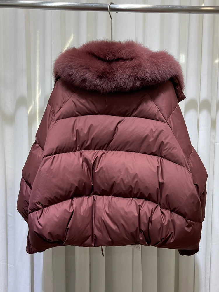 2024 Winter Warm Women Goose Down Jackets Natural Real Fox Fur Collar Thick Female Outwear Coats Puffer Jackets Free Shipping