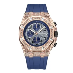 Chinese high-end men's watch brand retro personalized diamond inlaid large dial timing function luminous quartz watch