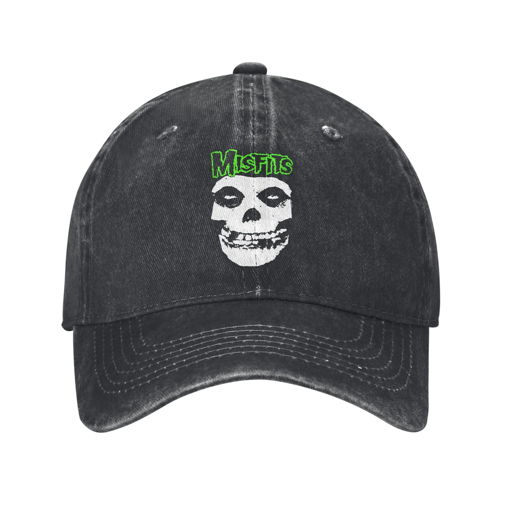 

Retro Misfits Green Skull Logo Baseball Cap Men Women Distressed Washed Snapback Cap Outdoor Activities Adjustable Hats Cap