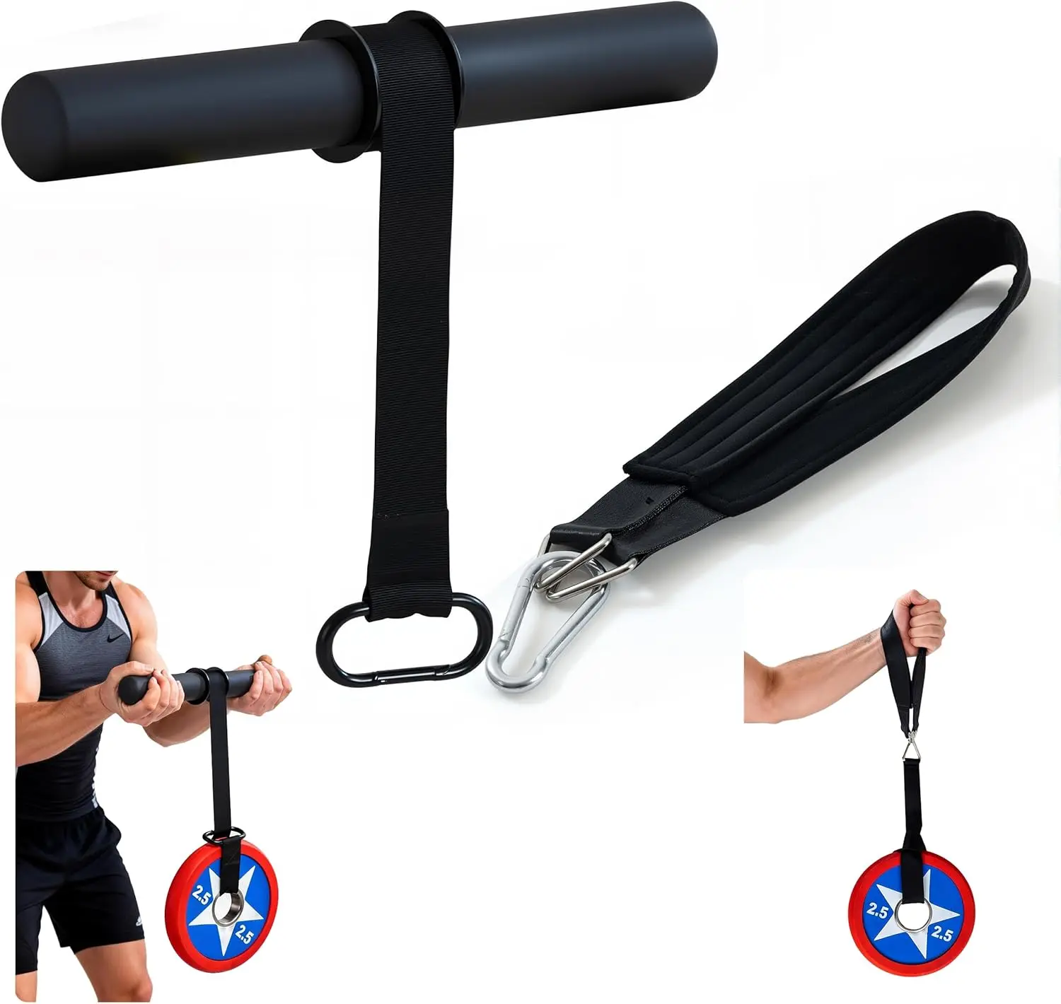 Handgelenk-Roller Unterarm-Krafttrainer mit Riemen, Kohlenstoffstahl-Grifftrainer, 300 LB Nylon für Armtraining