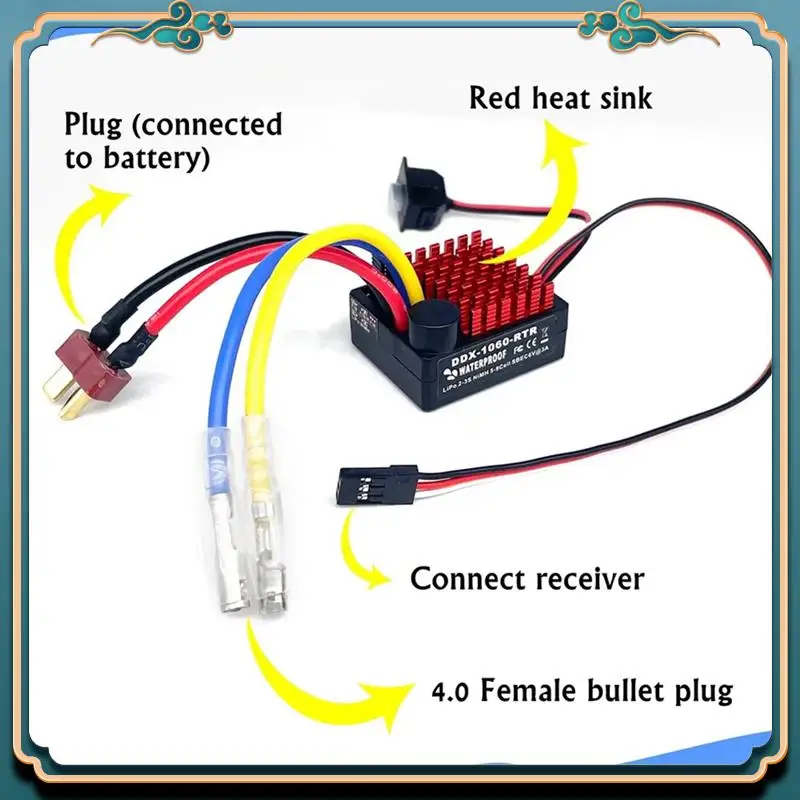 (جديد) - مقاوم للماء 60A ESC WP-1060-RTR وحدة تحكم إلكترونية في السرعة BEC 5V/2A لشاحنة سيارة RC 1/10 540 550 محرك RC