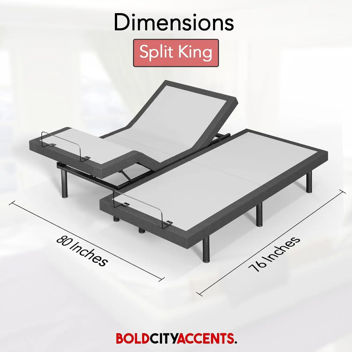 Adjustable Bed Base with Wireless Remote, Zero Gravity Massage, Head & Foot Incline, Dual USB, Under-Bed Light, Split King, Cust