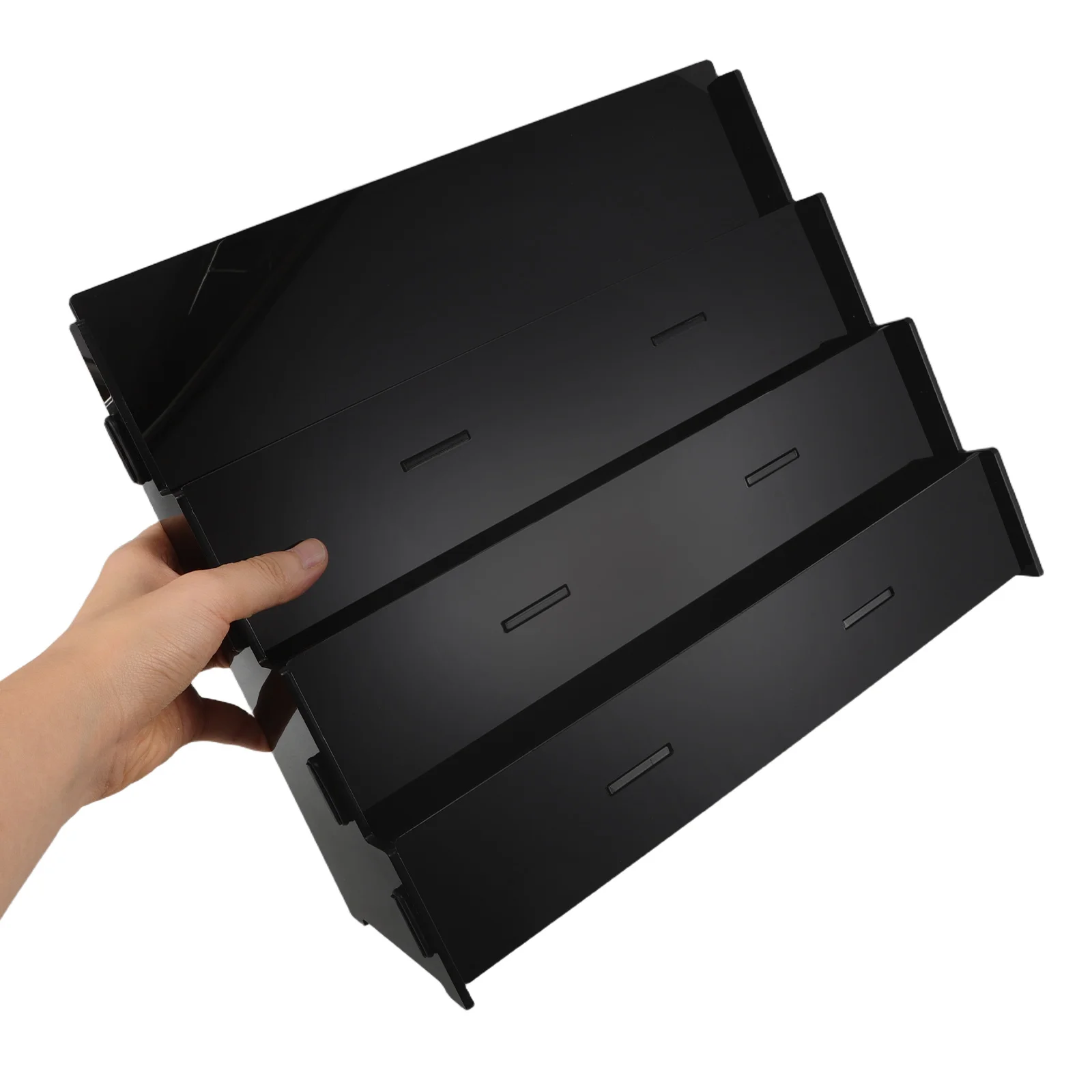 

Baseball Card Display Stand Acrylic 3 Layer Tiered Transparent Tray Sports Trading Card Holder Display Rack Shelf Organizer