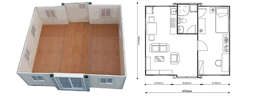 새로운 20피트 접이식 컨테이너 철골 구조 조립식 컨테이너 하우스 3베드룸 조립식 접이식 맞춤형 사무실