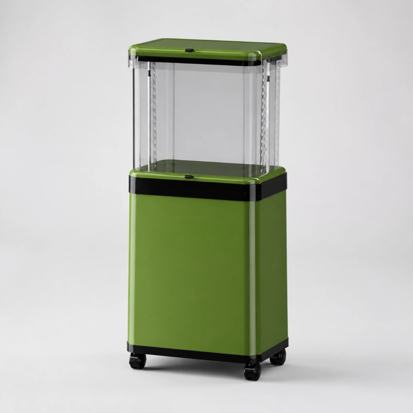 Telescoping Trash Can with Casters Odor-Containment Swing Lid Trash Bin Covered Plastic Waste Bin with Swing Lid Wheeled