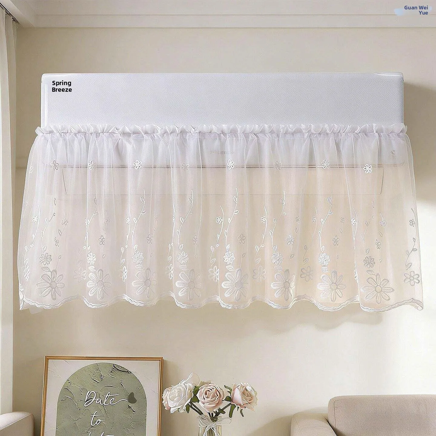 

2026 New Lace Air Conditioner Dust Cover Windproof Curtain Direct Blow Blocking Curtain Cloth Home Use Japanese Style