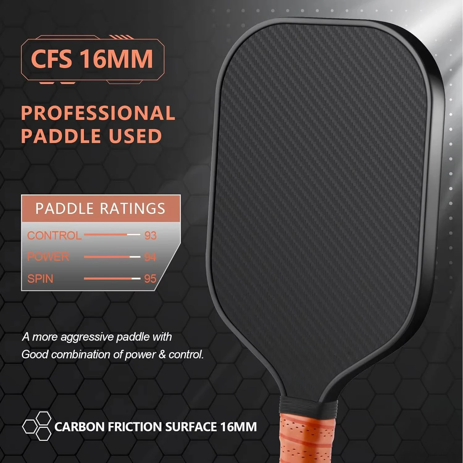 Professional 3K Carbon Fiber Peak Racket 16mm Honeycomb Core Lightweight Portable Training Entertainment Peak Racket