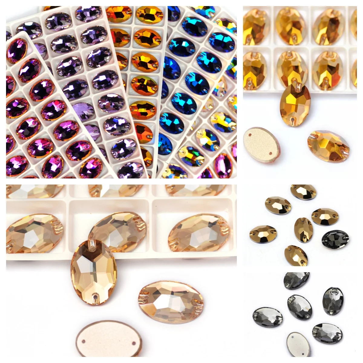 PUBRILEX 3210 Rivoli 7x10 11x16 17x24mm All Color Sew On Crystal Glass Stones Chamfer Needlework Applique Clothing Accessories