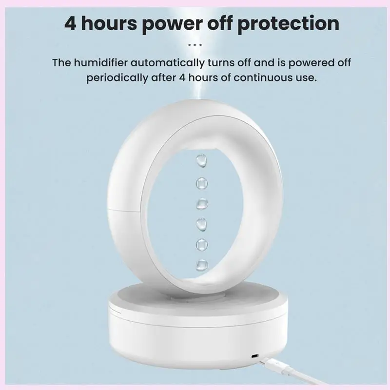 

B25B Anti-Gravity Inverted Water Droplets High Mist Volume Essential Oil Aromatherapy Ambient Light Spray Mute Humidifier
