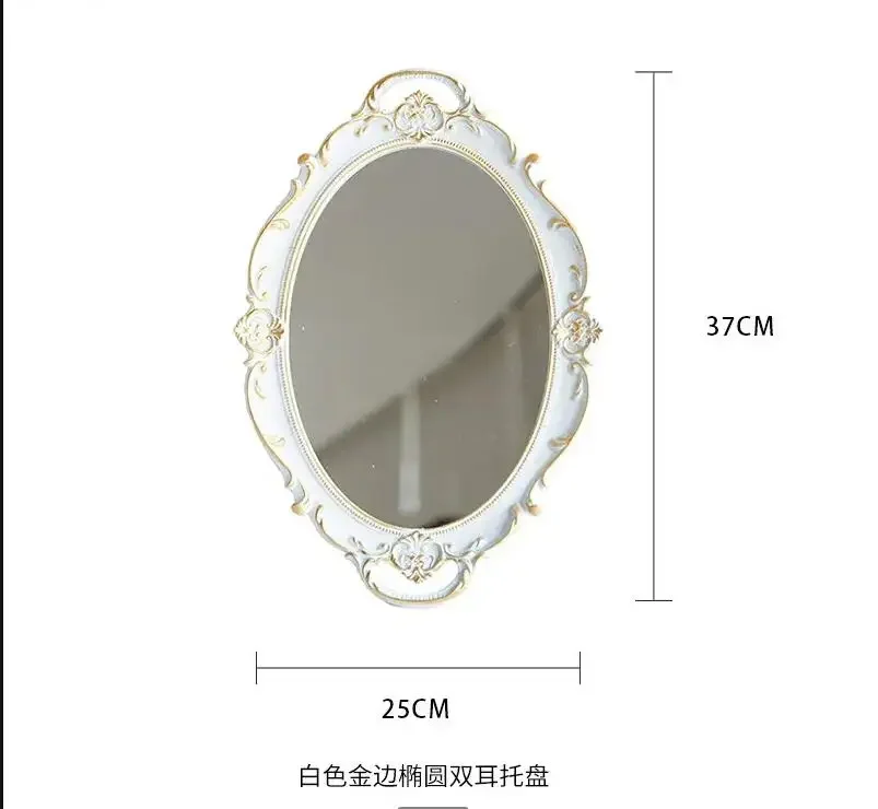 Resin Mirror Tray Jewelry Plate Dressing Table Storage Decorative Trays Display Organizer Shooting Props Ornaments