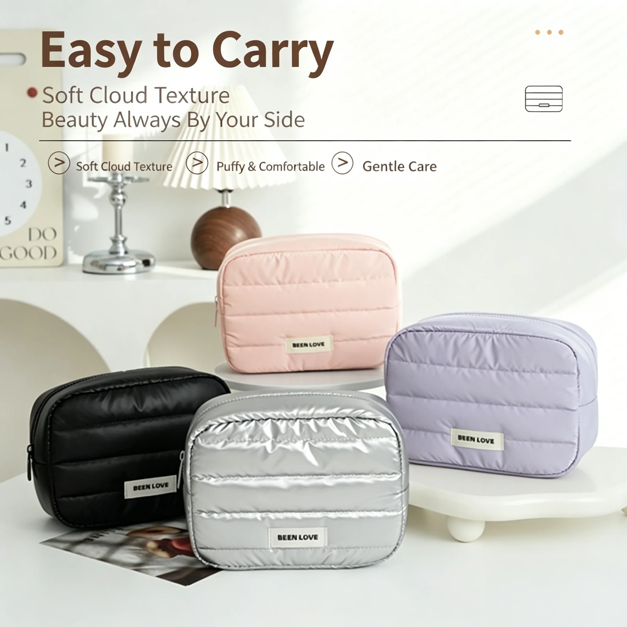 Makeup bag - High-end, large-capacity, hand-held cosmetic storage bag - Fashionable travel toiletry bag