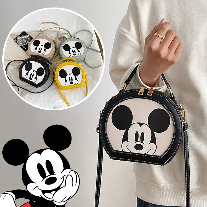 Disney Mickey Mouse Messenger Bag Women Fashion Handbag Small Crossbody Bag Tote Girls Korean Version Leather Shoulder Bags Gift