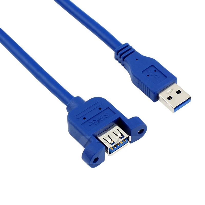USB 3.0 Male to Female Extension Cable Wire Computer Host Panel Mount Screw USB Connector Adapter