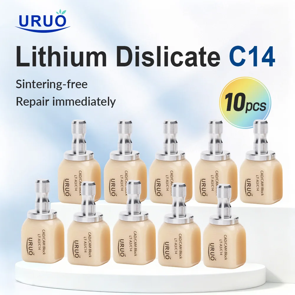 10pcs Lithium Disilicate Sintering-free C14 HT/LT No Chairside Dental CAD CAM Treatments Immediate Restorations Materials