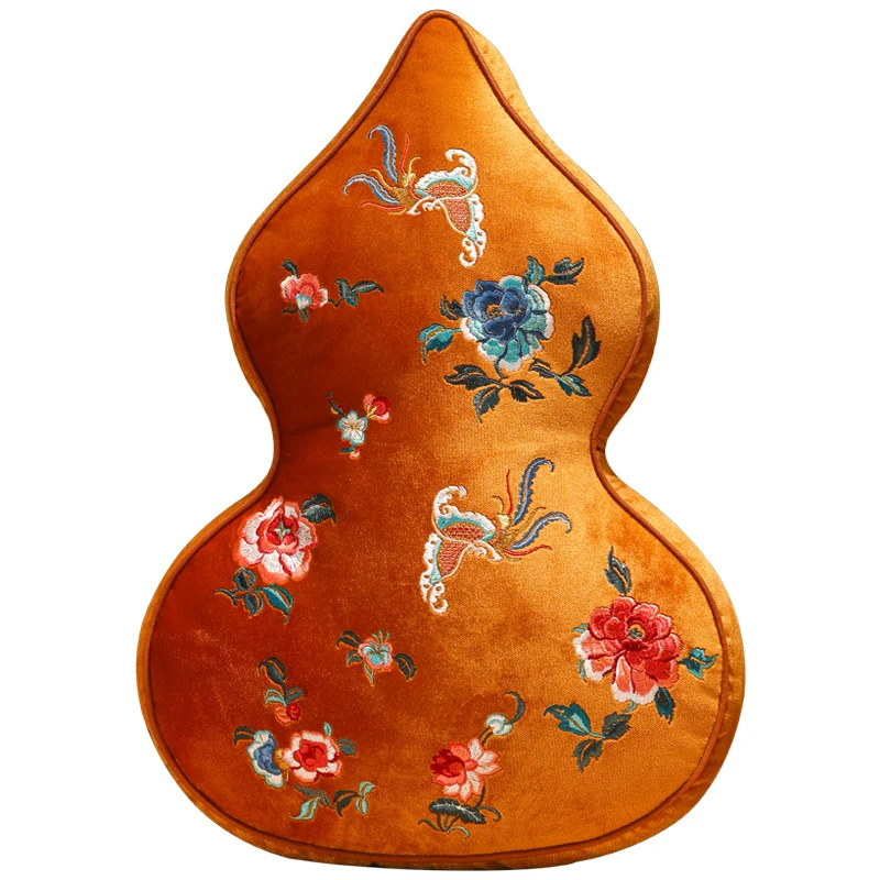 New Chinese special-shaped gourd throw pillow Chinese flannel embroidery living room sofa throw pillow cushion household