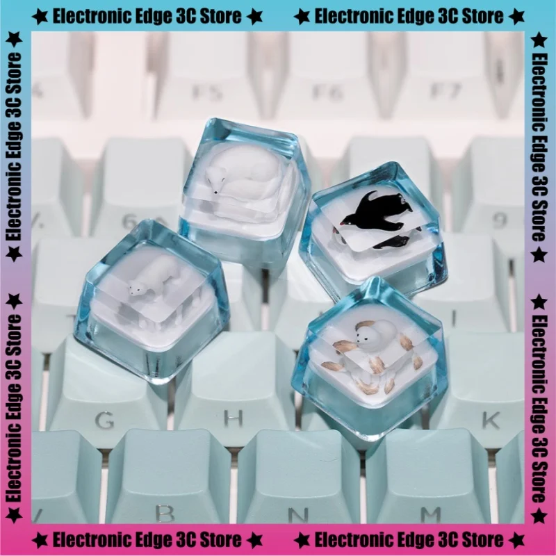 New Arctic Ice And Snow Theme Keycap Original Transparent Single Animal Pattern Customized Mechanical Keyboard Keycap Peripheral