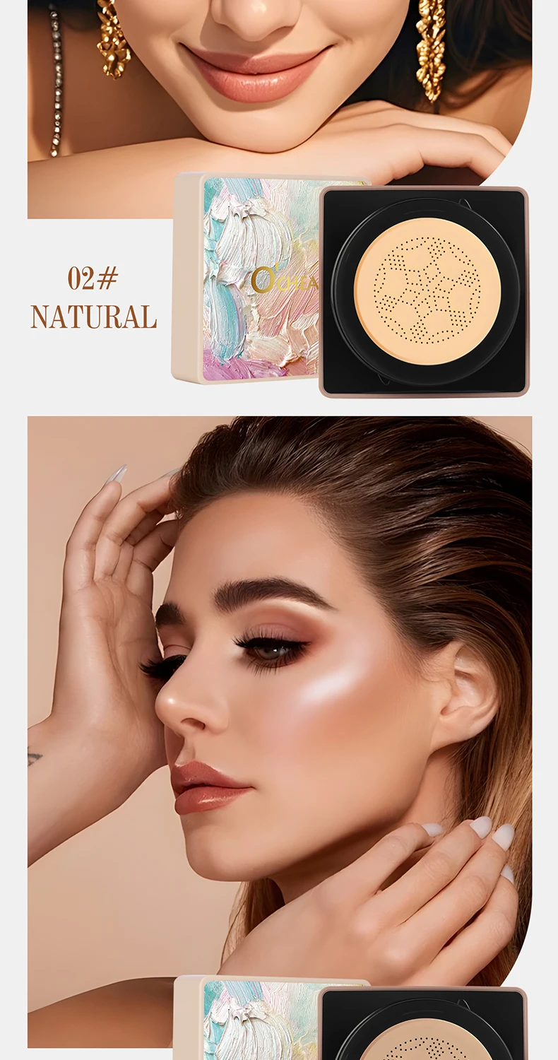 O'CHEAL Mushroom Cushion CC Cream Gesichts-Make-up Luftige Abdeckung Langanhaltend Feuchtigkeitsspendend Wasserfest Ölkontrolle Concealer BB Cream – Detail 12