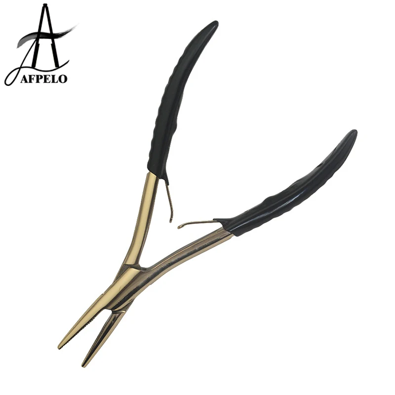 كماشة إطالة الشعر ذات طرف مسطح من الفولاذ المقاوم للصدأ مع أدوات شعر الأسنان لوصلات الشعر #4