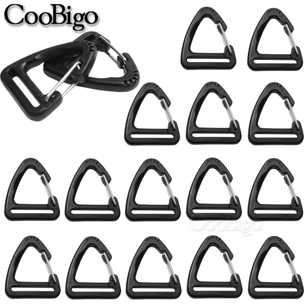 

50pcs Snap Hook Triangle Carabiner Plastic Buckles Keychain Keyring Key Link Holder Bags Strap DIY Jewelry Making Webbing 25mm