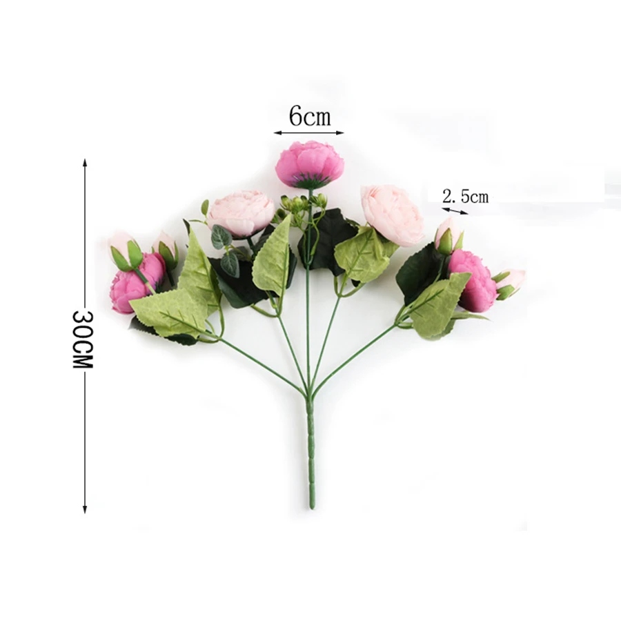 Künstliche Blumen Pfingstrosenstrauß Seidenrosenvase für Heimdekoration Garten Hochzeit Dekorative Kunstpflanzen Valentinstag Girlandenmaterial – Detail 1