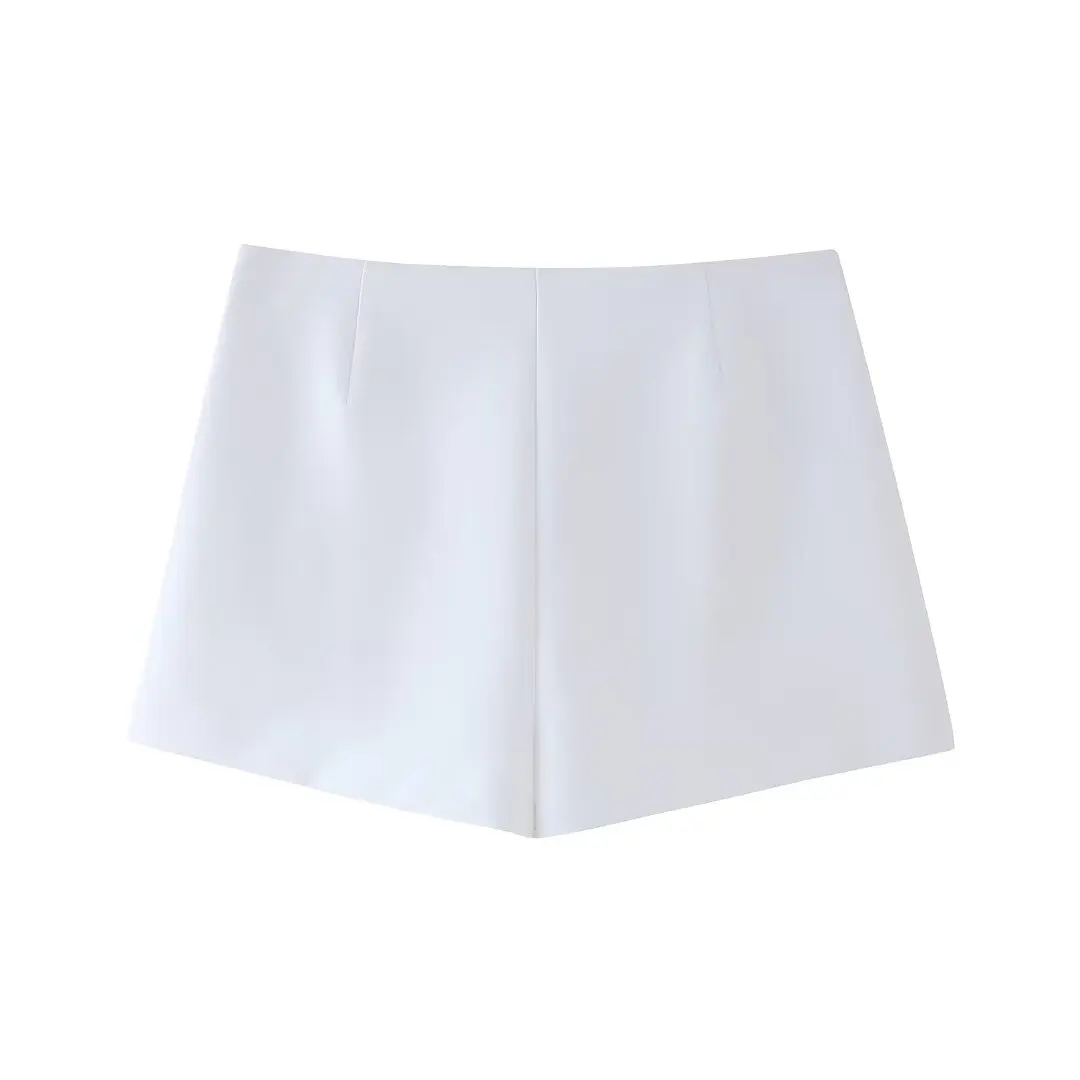 Duoperi-mini saia de cintura alta para mulheres, shorts de cor sólida com renda, estilo casual, chique, moda