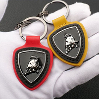 New High Quality Big bull Emblem Car shield Key Chain PU Leather Keychain Ring Gift For Lamborghini Auto Accessories