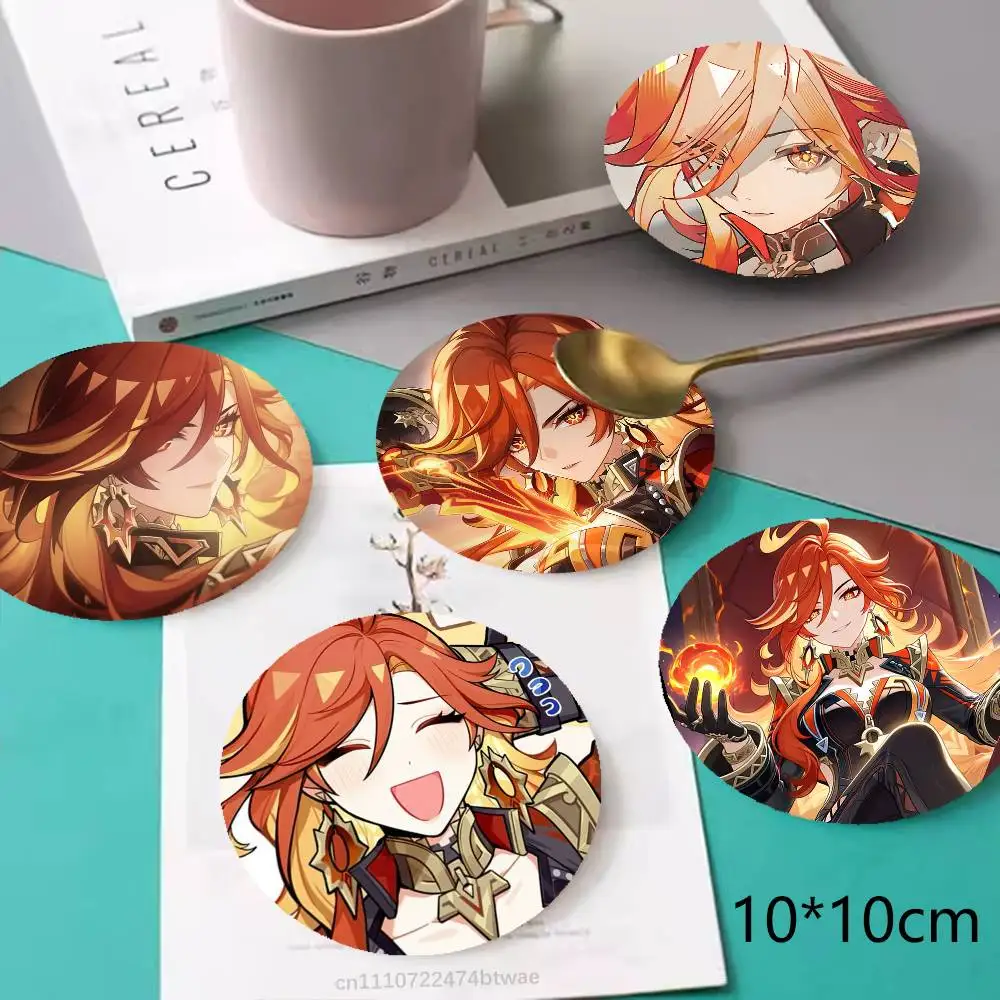 

Genshin Impact M-Mavuika Wood Coaster Mug Tea Coffee Cup Pad Heat Resistant Placemats Tableware Decoration