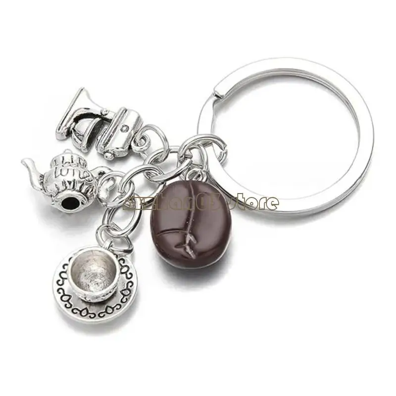 367C Stylish Alloy Coffee Bean Keychain Decoration For Keys Bags And Everyday Use