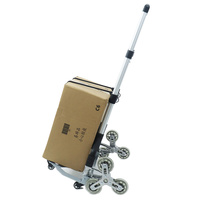 80KG Aluminum Alloy Three Wheels Set Climbing Stairs With Auxiliary Wheel Trolley Shopping Cart With Storage Bag, Fixed Rope