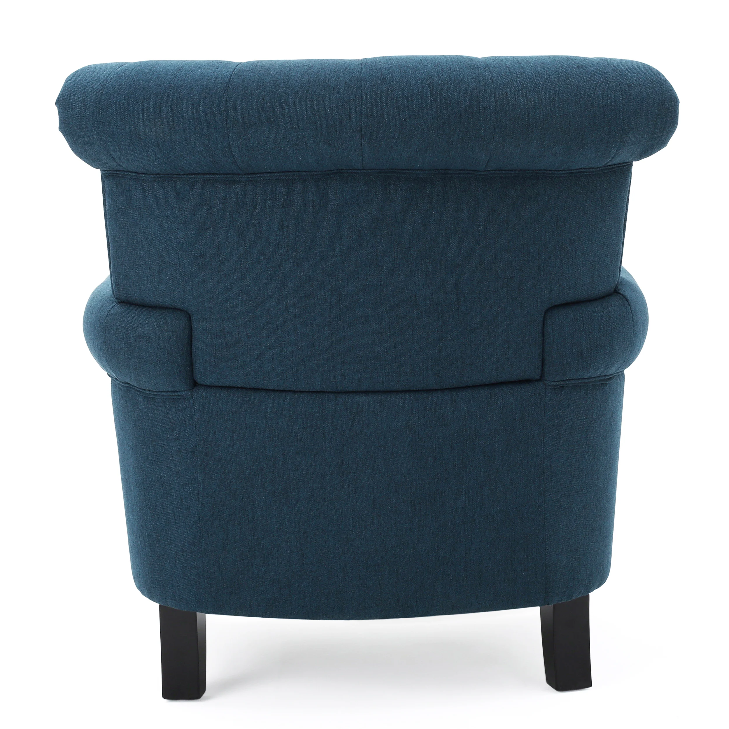 RV SPRINGFIELD TUFTED CHAIR,Comfy Soft Fabric Padded Lounge Chair in Small Space, Bedroom,Solid Wood Leg (Navy Blue) 