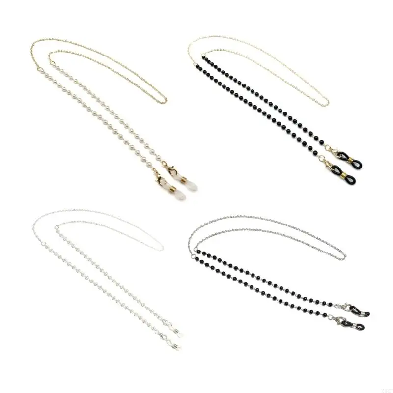 

K3KF Elegant Glasses Chain Unique Pearls for Gothic and Party Decorative Mask Holder Fashion Accessory