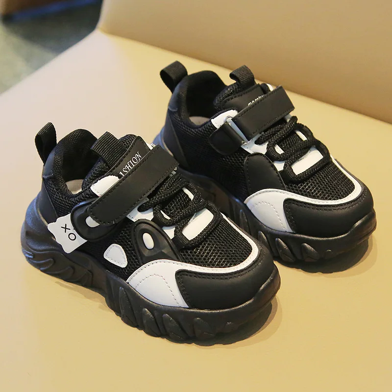 

Spring Autumn Boys Breathable Velcro White Shoes Children Fashion Soft Soled Sneakers Mesh Casual Girls Panda Neutral Dad Shoes
