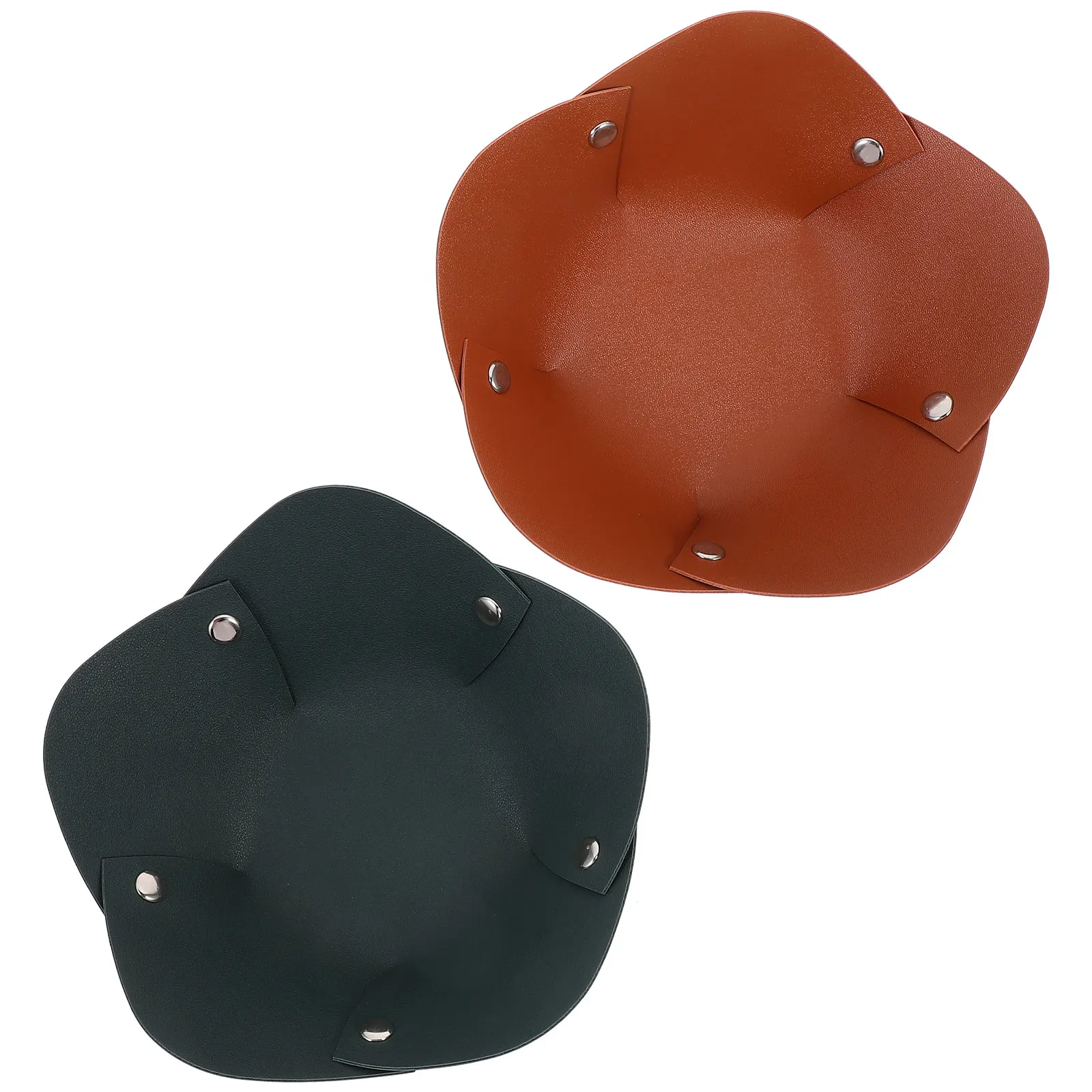 

2pcs Key Tray Foldable Jewelry Dish Wear Resistant Organizer Entryway Desk Trinket Holder Aesthetic Bowl Ring Nightstand