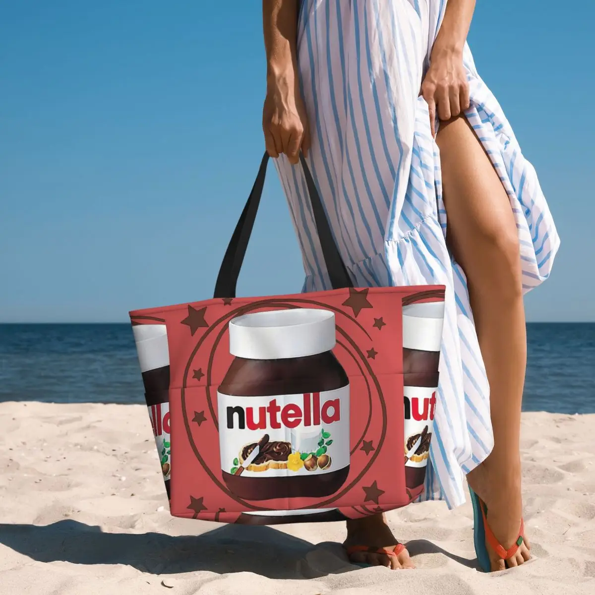 

Nutella Swirls Beach Tote Bag Sport Gym Yoga Duffle Large Tote Bag Women Travel Bag Fitness bag