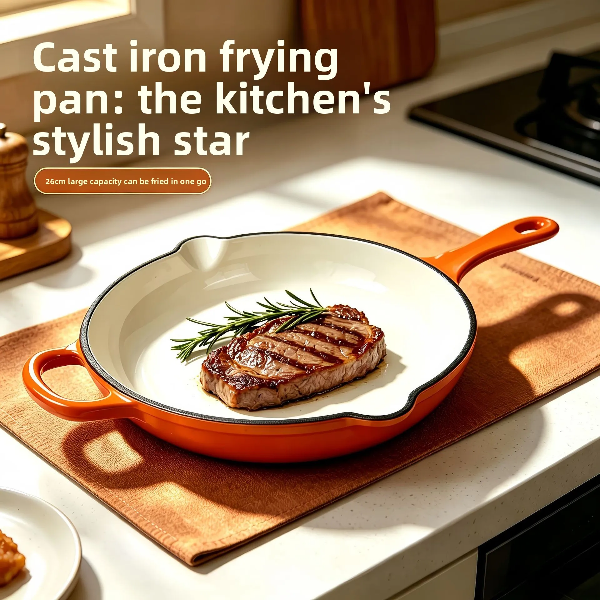 Mini cast iron frying pan Physical non-stick and smoke-free fried egg fried steak pan Universal induction cooker