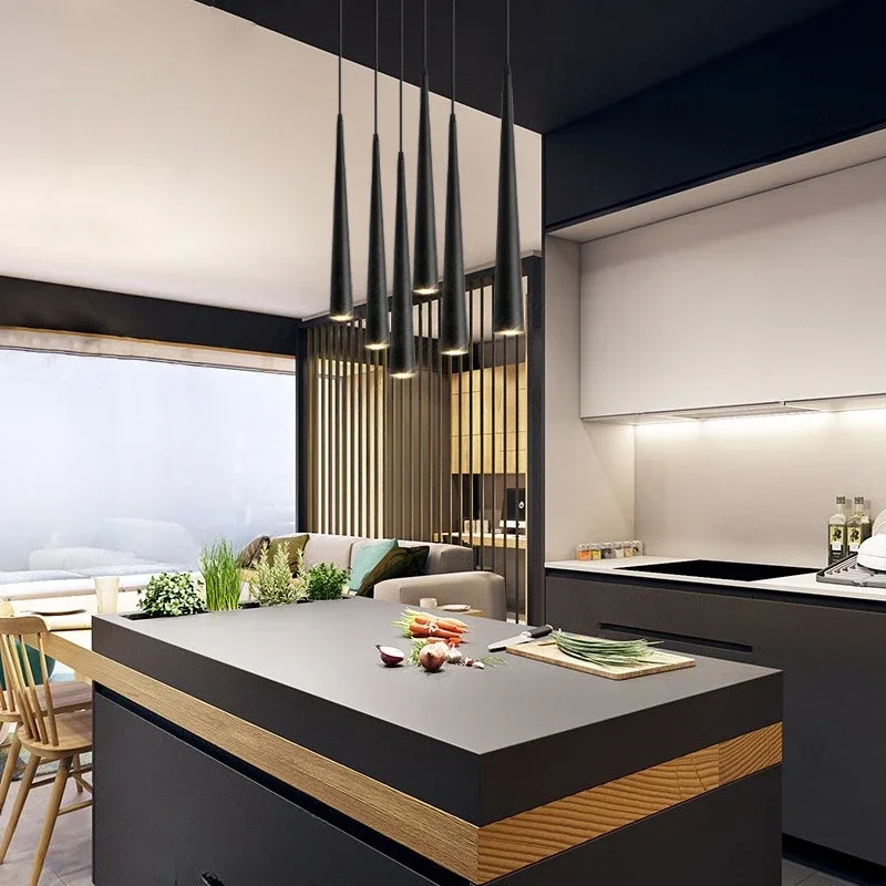 

LED Hanging Lamp Anti-Glare Dimmable Kitchen Pendant Light Cone Long Tube 7W 9W 12W 15W Ceiling Spot Lighting Fixtures