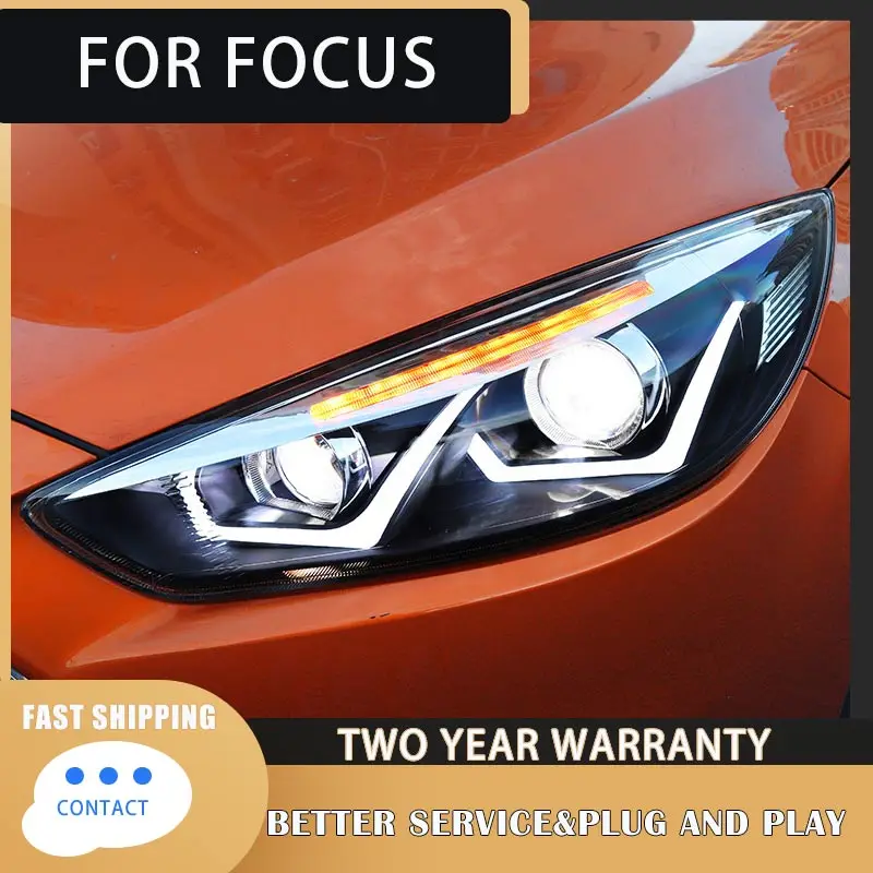 

For Ford Focus Headlights 2015-2018Focus LED Headlight Focus 4 DRL Bi Xenon Lens High Low Beam Parking Fog Lamp