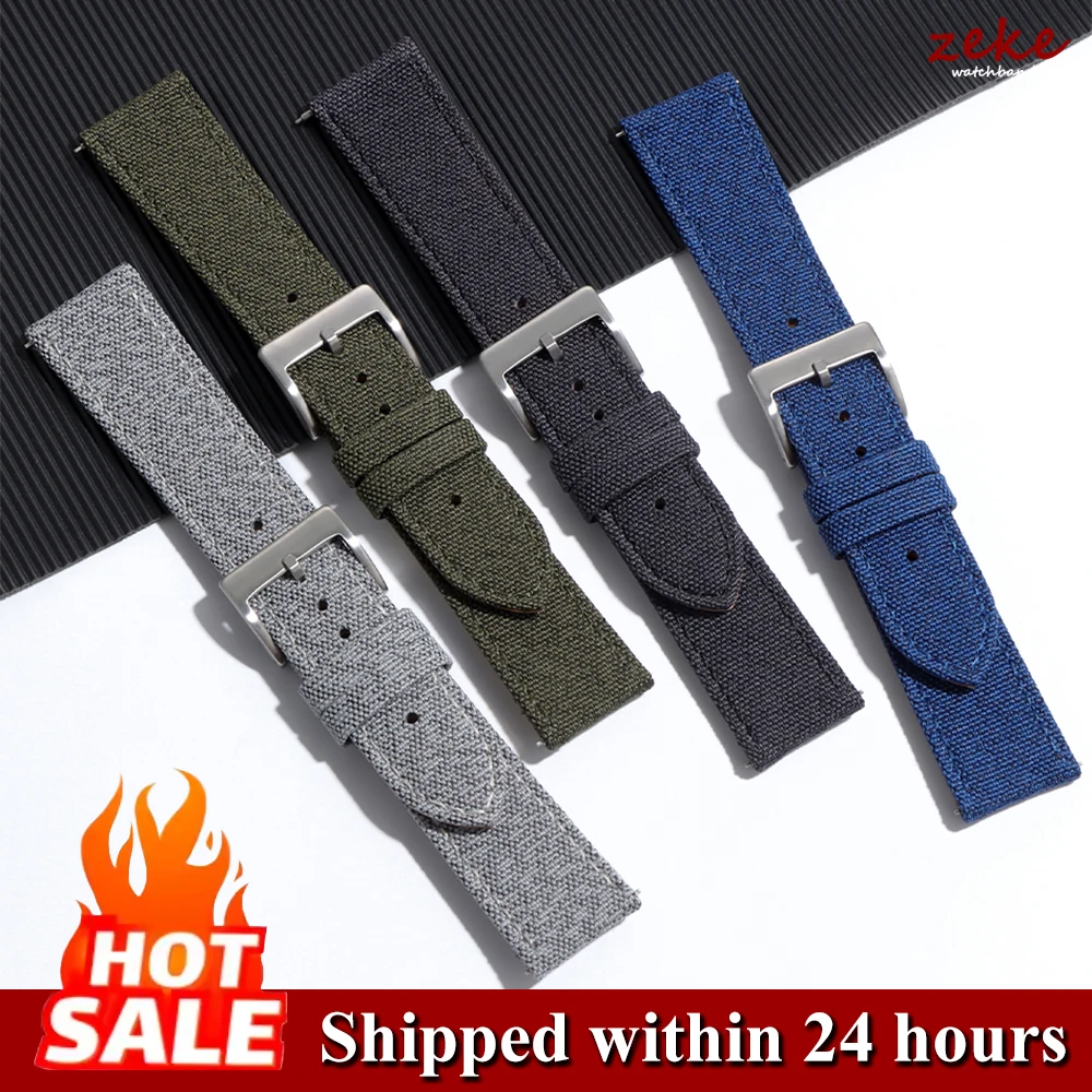 20mm 22mm Universal Nylon Leder Uhrenarmband Männer Frauen Schnellverschluss Band für Militär Sport Armband Stoff Leder Armband
