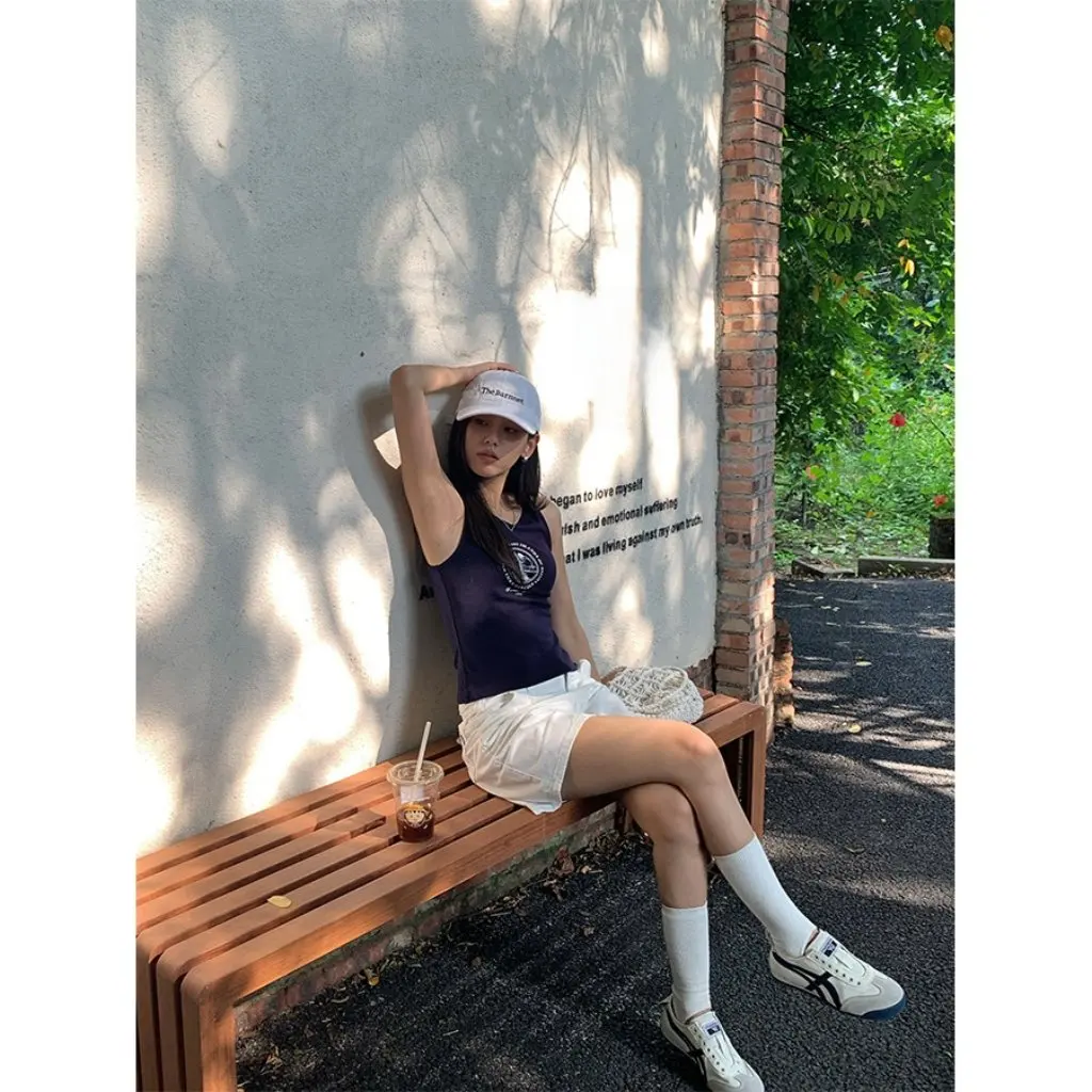 

Huang Zheng, облегающий жилет в корейском стиле с принтом, повседневный утягивающий летний стильный женский топ с забавным узором 520677