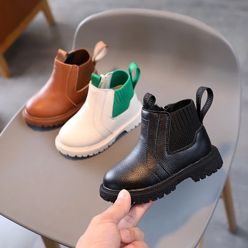

Kids Shoes Autumn Winter New Children's Snow Boots Boys Girls Fashion Zipper Ankle Booties British Style Toddler Baby Sneakers