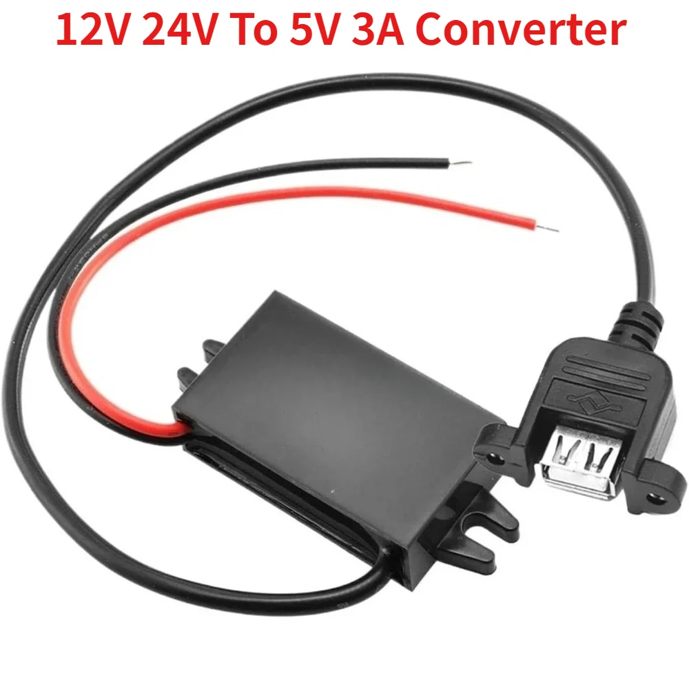 DC 12V 24V Step Down To 5V 3A Converter Module Buck Voltage Transformer Power Supply Regulator For Car Charger Micro USB Output