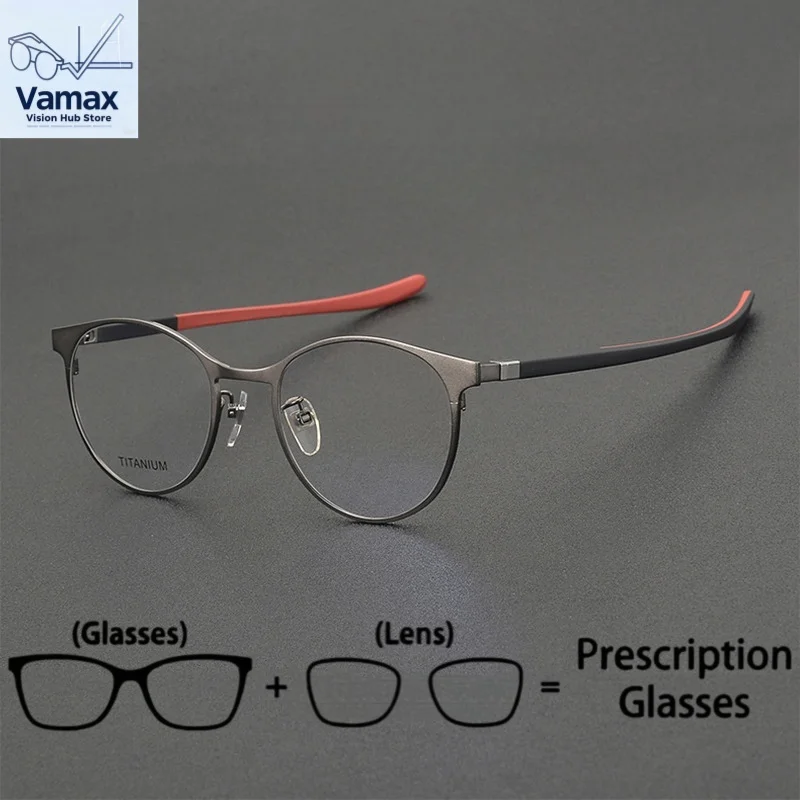 

Stylish Oval Titanium Eyeglasses Rotatable Temples Blue Light Blocking Lens Prescription Glasses Myopia Customizable Eyewear