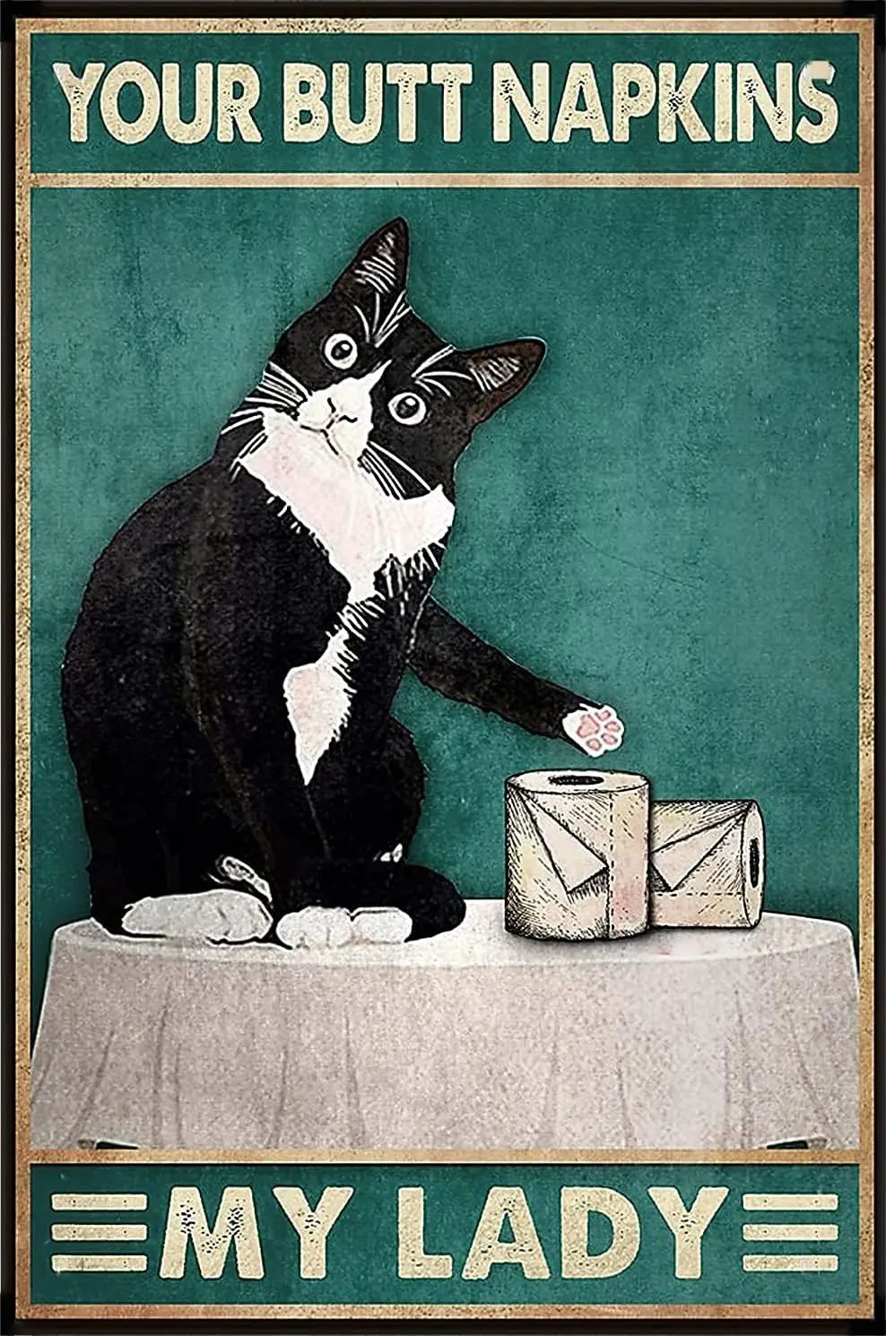Vintage Metal Tin Sign Funny Bathroom Black Cat Wall Decor Art Toilet Paper Posters Your Butt Napkins My Lady es Retro For Home