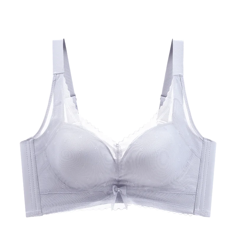 

Women's Full Coverage Wire Free Non-Foam Lace Bra No Wire Bras Ladies Gathering Soft Ultra Thin Adjustable Underwear Embroidery