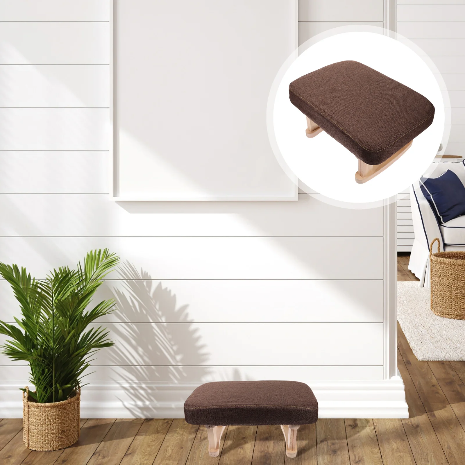 

Wooden Footstool For Bedroom 15 Inch Small Foot Rest Living Room Office Under Desk Light Brown Space Saving Shoe