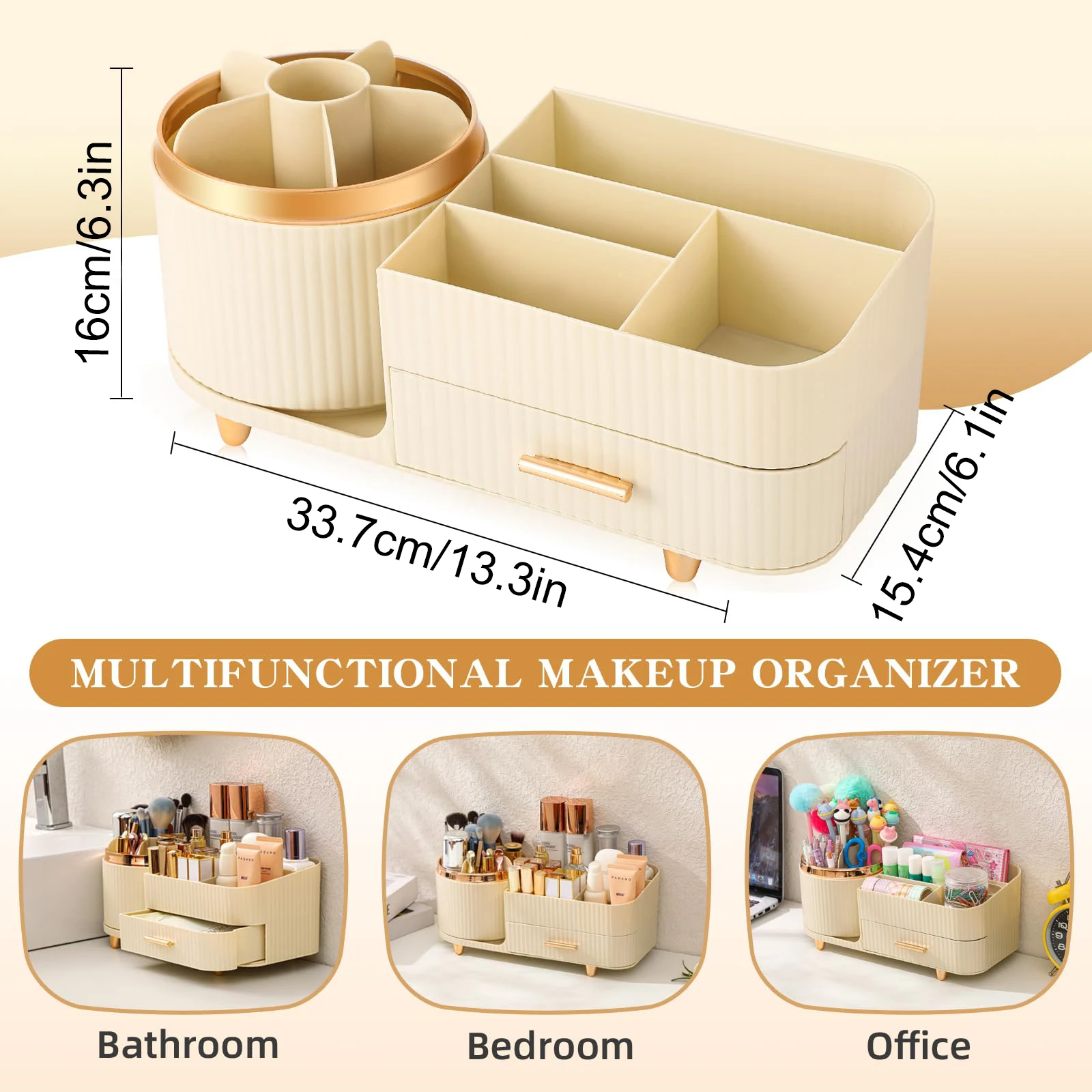 

Makeup Storage Case Swivel Dustproof Desktop Shelf Ddresser lotion lipstick Organizer Makeup Case